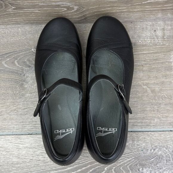 Dansko Fawna Women’s Sz 8.5-9/EU 39 Black Milled Nappa Leather Mary Jane Shoes - Picture 5 of 10